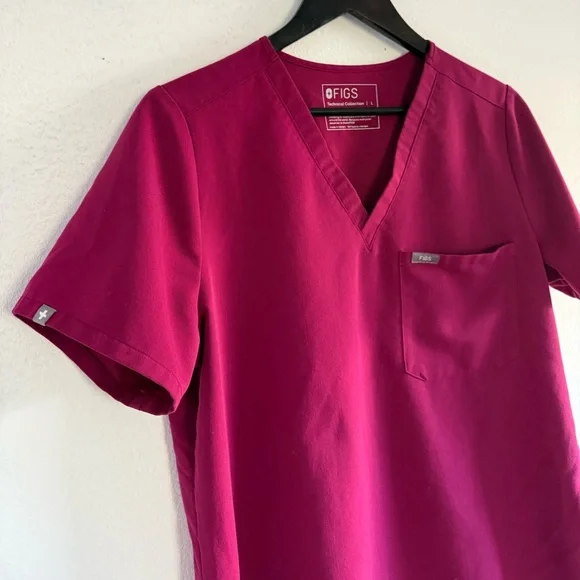 FIGS Catarina One-Pocket Scrub Top Magenta Limited Edition Size Large - Picture 3 of 7